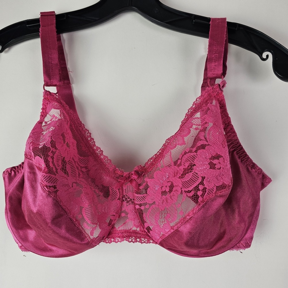 Fruit Of The Loom VTG #4402 Size 36D Pink Lace T-Shirt Second Skin Wire Bra